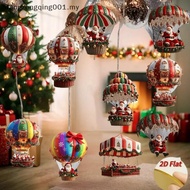 F1MY 10Pcs Christmas Wooden Hot Air Balloon Santa Claus 2D Flat Wooden Pendant Christmas Tree Decora