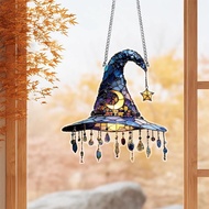 Halloween Window Decoration - 2d Acrylic Witch Hat Hanging Ornament For Door Garden Party E7q3