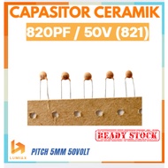 Ceramic Capacitor 820pf 820 pf 821 50V 5mm pitch Y5P