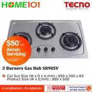 Tecno Stainless Steel Cooker Hob 3 Burners SR98SV - LPG / PUB - FREE INSTALLATION