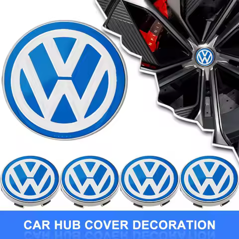 4PCS Blue Car Wheel Center Stickers Hub Decals Auto Styling for VW GTI B5 B6 B7 T4 T5 Golf 4 5 6 7 P