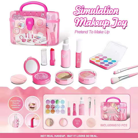 10 Pcs/set Simulation Pretend Makeup Play House Toys Game Cosmetics Set Eyeshadow Palette Lipstick A