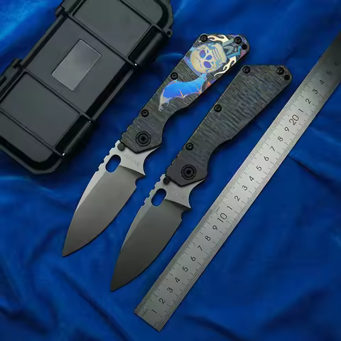 LEMIFSHE AUS10 Blade SMF Carve Strider Logo TC4 Titanium Handle Copper Washer Folding Knife Camping 