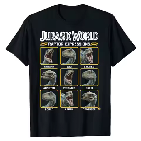 Jurassic World Two Blue Raptor Expressions Graphic T-Shirt Cute Cartoon Dinosaur Lover Outfit Graphi