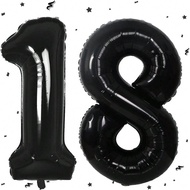 40-Inch Black Aluminum Foil Polyester Film Balloon 18th Birthday Decorations For Girls And Boys 81st