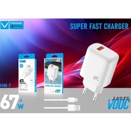 Vooc HM-7 67W Single Usb Fast Charging Charger + charger cable