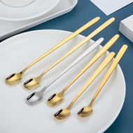 1PC Stainless Steel Square-Headed Teaspoon Long Handle Cutlery Coffee Tea Spoons Dessert Ice Cream M