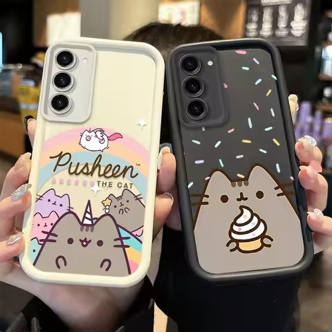 Cartoon P-Pusheens Cat Phone Case For Samsung Galaxy S26 S25 S24 Ultra S23 S22 S21 Plus S20 FE A56 A