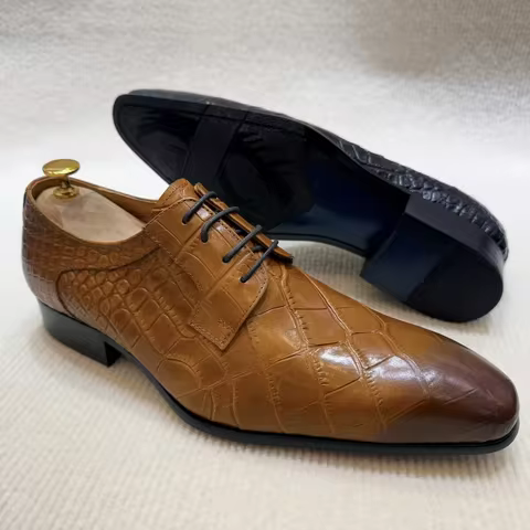 Men's Italian Style Leather Monk Strap Formal Loafers Breathable Party Business Wedding Elegant Dres