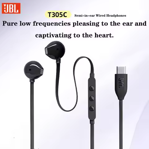 JBL TUNE 305C Wired Semi-in-ear Headphones Type-C Interface Three EQ Sound Effects Passive Noise Red