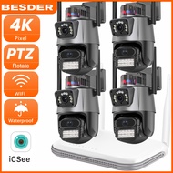 BESDER 8CH มินิ NVR 8MP กล้อง IP 4K WiFi กล้องเลนส์คู่หน้าจอการติดตามอัตโนมัติ Ai ร่างกายตรวจสอบกล้องในร่ม 4X ซูม Full Color Night Vision กล้องวงจรปิด