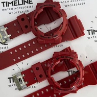Maroon Watchband Strap and Bezel for G Shock GA-100/GA-110/GA-120/GD-100/GD-110/GD-120
