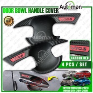 Door Bowl Handle Honda City 2014 - 2022 Toyota Vios 2008 - 2022 Carbon Red Logo Door Inner Bowl Cove