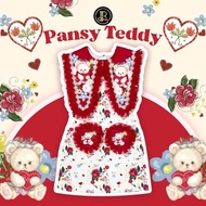 💎พร้อมส่ง(L)💎BLT brand 👗 ชุดเดรสสีครีมแดงลายน้องหมี pansy teddy