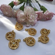 18k Gold Clavicle Chain Compass Hollow Sunflower Color Gold Gold Pendant au750 Starburst Water Bemoi