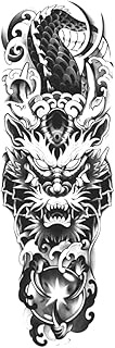 Cool Tattoos,Dragon HC-QB-038,Dragon Tattoos,Lasts 1-2 Weeks,Real Tattoo Look,Water-Resistant,Resili