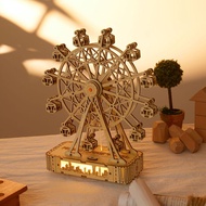 Handmade Wooden Music Box Birthday Gift for Girls Childrens Day Present 3D Puzzle Ferris Wheel Music