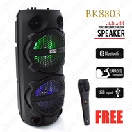 Karaoke Dual 8inch Speaker Stereo Wireless With Remote and free Mic  bk8803