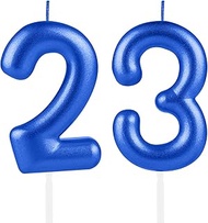 Hongplus Royal Number 23 Candles, 23 Birthday Candle, Navy Blue Happy Birthday Candles for Cake, Cak