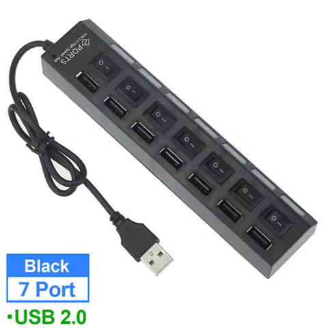 USB HUB USB Switch USB Hub 2.0 Adapter High Speed Multi 7 Ports Hub USB with On/Off Portable USB Spl