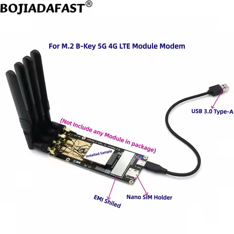 USB 3.0 Type-A to NGFF M.2 Key-B Wireless Adapter 1 Nano SIM Card Slot 4 Antennas For 5G 4G LTE Mode