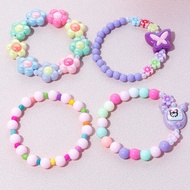4pcs Sanrio Kuromi Girl Butterfly Flower Beaded Jewelry Bracelet Set, Colorful Beads, Suitable For B