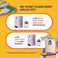 1L YAY EPOXY FLOOR PAINT[HEAVY DUTY] PROTECTIVE &amp; WATERPROOF COATING SET {EPOXY Primer (white) + EPOXY Paint}