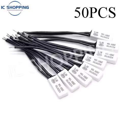 Ceramic Thermostat KSD9700 50Pcs Temperature Control Switch Overheat Protector 40C To 240C 45C 50C 5