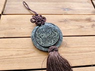 【親翠】天然翡翠 冰油黑烏雞車飾手雕福套鐲58圈口