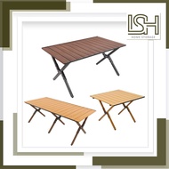 LSH Foldable Outdoor Camping Table Picnic Table Camping Table Camping Table Egg Roll Table Wood Camp