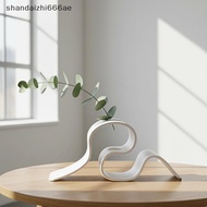 shandaizhi666ae Minimalist White Plastic Vase Creative Curved Wavy Design  Holder for Home Dining Ta