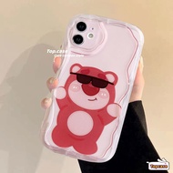 For Infinix Smart 8 7 6 5 2020 Hot 40i 40 Pro 30i 30Play 20 20i Play Note 12 G96 Spark Go 2024 Hot 12 11 10 Play ITEL S23 Cartoon Big Pink Bear 3D Wave Edge Phone Case Soft Cover