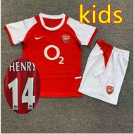 02-04 Arsenal HENRY children Top Quality Home kids kit  Retro Football Jersey custom T-shirt