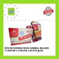 SPIX MI GORENG RASA SAMBAL BALADO 1 CARTON x 4 PACKS x 20 PCS @ 9G