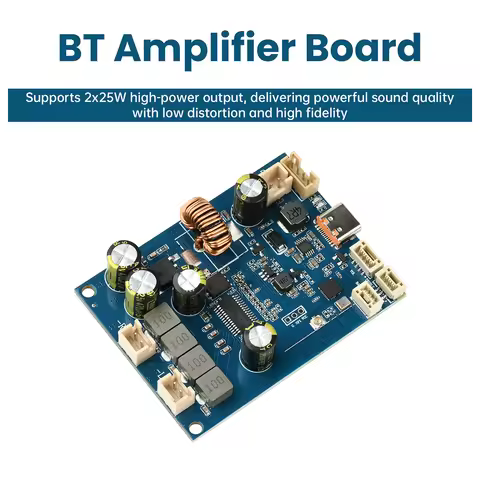 DC 6.6V-8.4V BT Amplifier Board With 2 x 25W Adjustable Tuning And Integrated Charging Type C Blueto