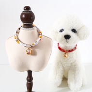 Japanese style adjustable pet cat dog collar necklace copper bell flower Shiba Inu Chihuahua lucky p