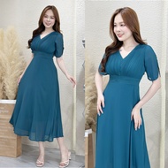 Đầm xòe form dài xếp ly ngực tay xẻ Misa - MS0275