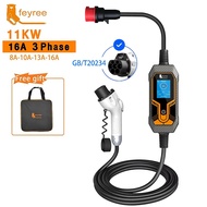 feyree 11KW 16A 3 Phase GB/T Cord EV Charger Adapter Portable Charging Box EVSE Car Charger with 5m 