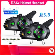 D2-6X Motorcycle Helmet Wireless Bluetooth Headset Intercomunicador Moto LCD Display Music Share For