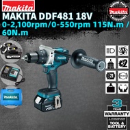 MAKITA DDF481 18V Brushless Drill, 0-2,100rpm/0-550rpm, 115N.m/60N.m, Dual Battery, One Charger
