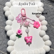 GANTUNGAN Flower Model Bag Keychain Crystal Keychain/ Bag charm Cute Keychain Butterfly Pearl Beads 