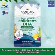 ดีเอชเอ สำหรับเด็ก Zero Sugar Childrens DHA Ages 3+ Passion Fruit Lemon 250 mg 30 Gummy Chews - Nord
