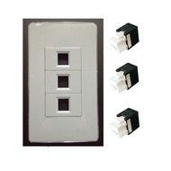 Wall mask with 3 cat6a network ports includes 3 cat6a network cores