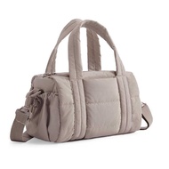 Ladies Fluffy Quilted Shoulder Bag Mini Gym Bag Detachable Shoulder Strap Small Duffel Bag Crossbody