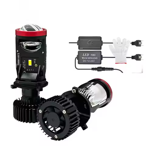 Y7D 120W H4 Headlights Car H4 LED Mini Projector Lens 6000K High Low Beam Turbo Fan Auto LED H4 Lamp