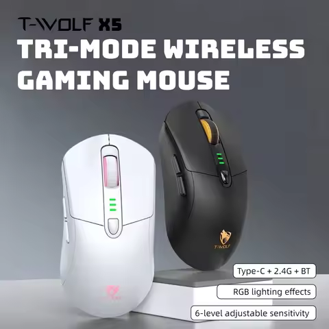 Tri-mode Wireless Gaming Mouse RGB 1000Hz Rechargeable Ergonomic Bluetooth Mouse with Battery Displa