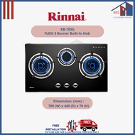 RINNAI RB-783G FLEXI 3 Burner Built-In Hob Tempered Glass (Black) Top Plate - 78CM