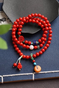 天然原礦硃砂精品紅砂三圈手鏈 硃砂含95%以上