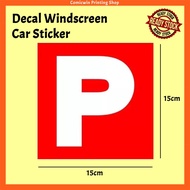 CMC907/956 P License Car P Sticker for Windscreen (Interior Static Sticker) Sticker P