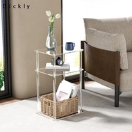 [Dickly] Acrylic Side Table 3 Tier End Table Clear NightStand Table Small Bedside Table Modern Accen